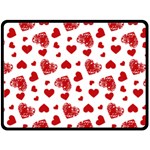 Valentine s stamped hearts pattern Fleece Blanket (Large) 