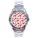 Valentine s stamped hearts pattern Stainless Steel Analogue Watch