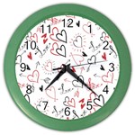 Valentine s pattern with hand drawn hearts Color Wall Clock