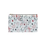 Valentine s pattern with hand drawn hearts Cosmetic Bag (Small)