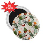 Tropical leaves and birds 2.25  Magnets (10 pack) 