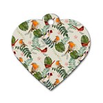 Tropical leaves and birds Dog Tag Heart (One Side)
