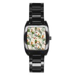 Tropical leaves and birds Stainless Steel Barrel Watch