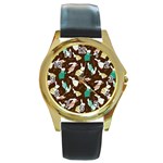 Easter rabbit pattern Round Gold Metal Watch