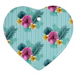 Floral tropical Heart Ornament (Two Sides)
