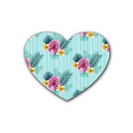 Floral tropical Heart Coaster (4 pack) 