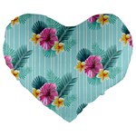 Floral tropical Large 19  Premium Heart Shape Cushions