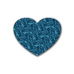 Blue ornaments pattern Rubber Coaster (Heart) 