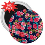 Red roses floral pattern 3  Magnets (100 pack)