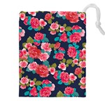 Red roses floral pattern Drawstring Pouch (4XL)