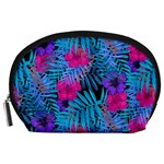 Blue leaves and flowers pattern Accessory Pouch (Large)