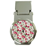 Red flowers floral seamless pattern Money Clip Watches