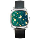 Pears and palm leaves pattern Square Metal Watch