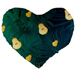 Pears and palm leaves pattern Large 19  Premium Heart Shape Cushions