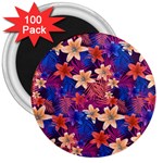 Lilies and palm leaves pattern 3  Magnets (100 pack)