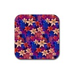 Lilies and palm leaves pattern Rubber Coaster (Square) 