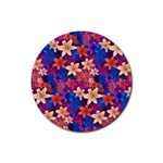 Lilies and palm leaves pattern Rubber Coaster (Round) 