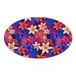 Lilies and palm leaves pattern Oval Magnet