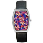 Lilies and palm leaves pattern Barrel Style Metal Watch