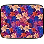 Lilies and palm leaves pattern Double Sided Fleece Blanket (Mini) 