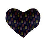 Colorful ornamental pattern Standard 16  Premium Heart Shape Cushions