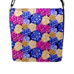 Rose head flower pattern Flap Closure Messenger Bag (L)
