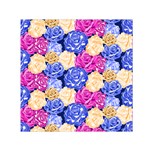 Rose head flower pattern Small Satin Scarf (Square)