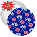 Daisy and rose 3  Buttons (10 pack) 