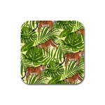 Tiger Pattern Background Rubber Square Coaster (4 pack) 