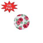 Floral Hibiscus Pattern Design 1  Mini Buttons (100 pack) 