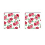Floral Hibiscus Pattern Design Cufflinks (Square)