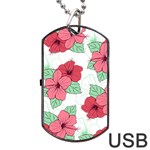 Floral Hibiscus Pattern Design Dog Tag USB Flash (One Side)