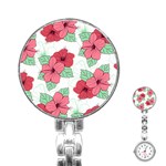Floral Hibiscus Pattern Design Stainless Steel Nurses Watch