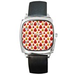 Seamless Autumn Trees Pattern Square Metal Watch