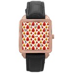 Seamless Autumn Trees Pattern Rose Gold Leather Watch 