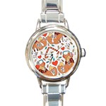 Christmas fox Round Italian Charm Watch