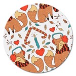 Christmas fox Magnet 5  (Round)