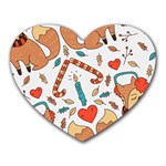 Christmas fox Heart Mousepads