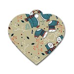 Christmas penguins Dog Tag Heart (One Side)