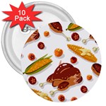 Thanksgiving foods 3  Buttons (10 pack) 