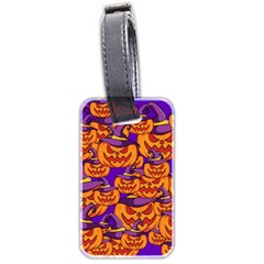 Purple and orange pumpkins, crazy Halloween pattern, Jack o  Lantern Luggage Tag (two sides) from ArtsNow.com Front
