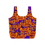 Purple and orange pumpkins, crazy Halloween pattern, Jack o  Lantern Full Print Recycle Bag (S)