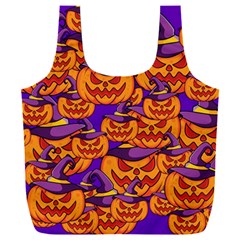 Purple and orange pumpkins, crazy Halloween pattern, Jack o  Lantern Full Print Recycle Bag (XXL) from ArtsNow.com Front