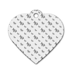 Grey Unicorn Sketchy Style Motif Drawing Pattern Dog Tag Heart (Two Sides) from ArtsNow.com Front