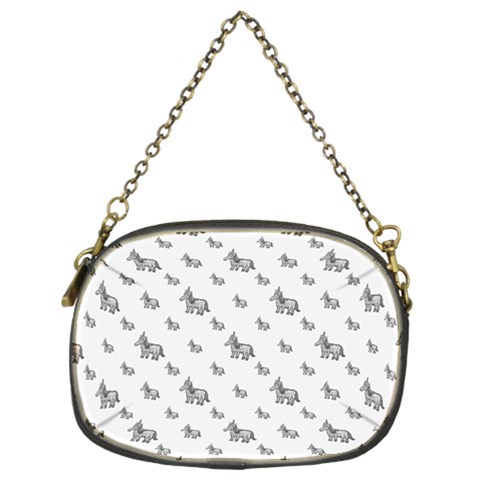 Grey Unicorn Sketchy Style Motif Drawing Pattern Chain Purse (Two Sides) from ArtsNow.com Front