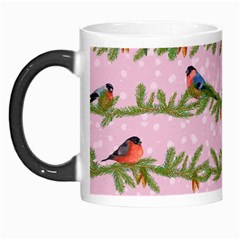 Bullfinches Sit On Branches On A Pink Background Morph Mugs from ArtsNow.com Left