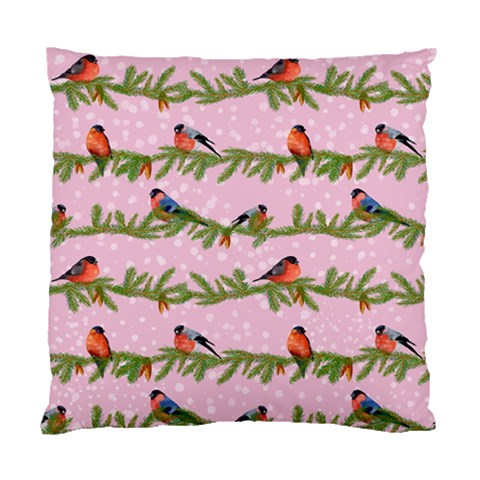 Bullfinches Sit On Branches On A Pink Background Standard Cushion Case (One Side) from ArtsNow.com Front