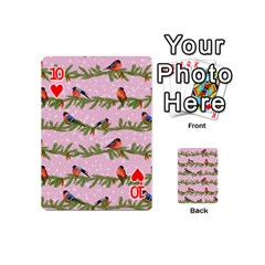 Bullfinches Sit On Branches On A Pink Background Playing Cards 54 Designs (Mini) from ArtsNow.com Front - Heart10