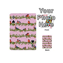 Bullfinches Sit On Branches On A Pink Background Playing Cards 54 Designs (Mini) from ArtsNow.com Front - Spade9