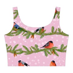 Bullfinches Sit On Branches On A Pink Background Midi Sleeveless Dress from ArtsNow.com Top Front
